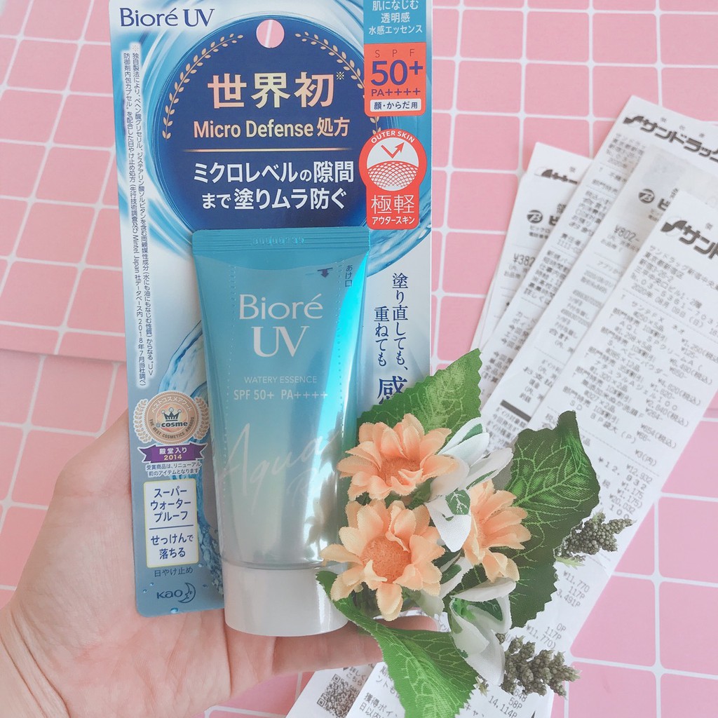 (Hàng Nhật chuẩn, có bill, bao check)  kem chống nắng Biore UV Aqua Rich gel nội địa Nhật Bản Hoa mẫu đơn hồng