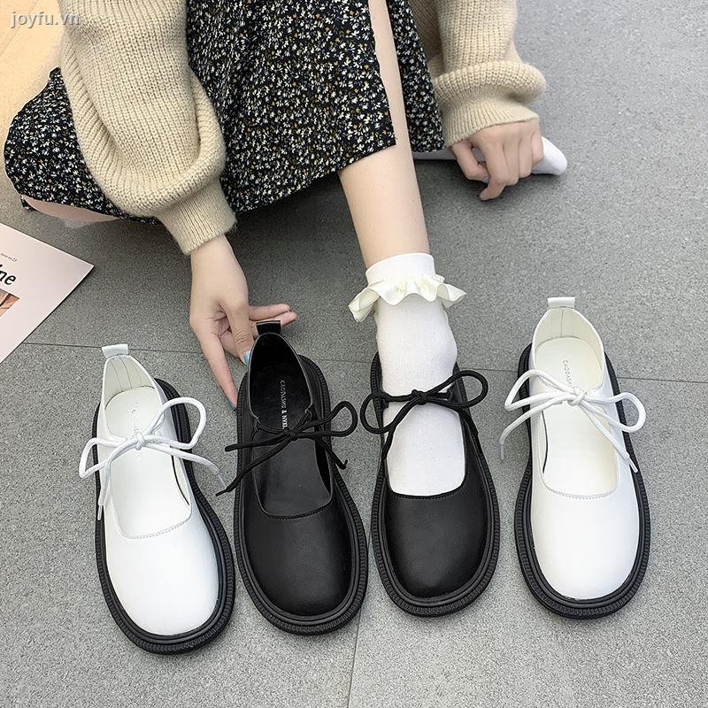 Small ck women s shoes single bow decoration casual leather flat British style Mary Jane new 2021