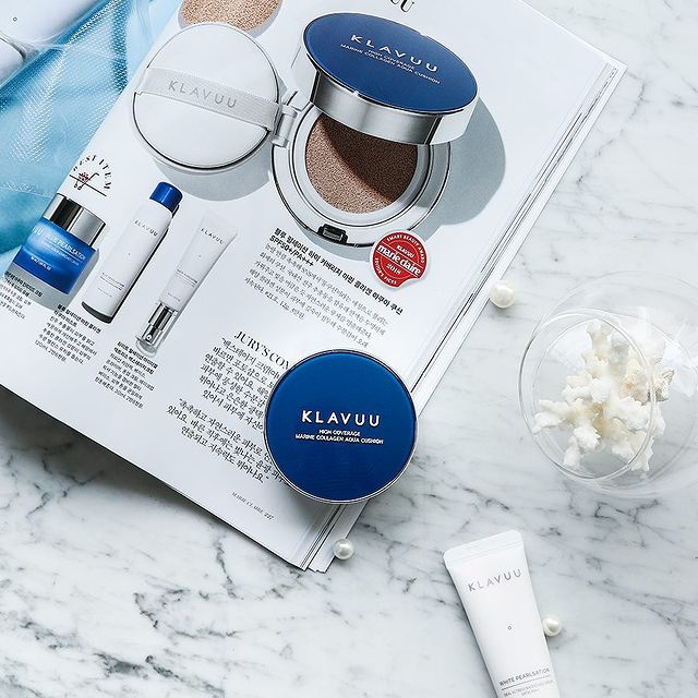 Phấn Nước KLAVUU Blue Pearlsation High Coverage Marine Collagen Aqua Cushion Spf50 PA+++