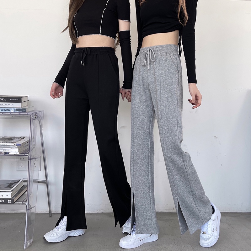 Quần dài SUXI ống rộng xẻ tà thời trang mới cho nữ