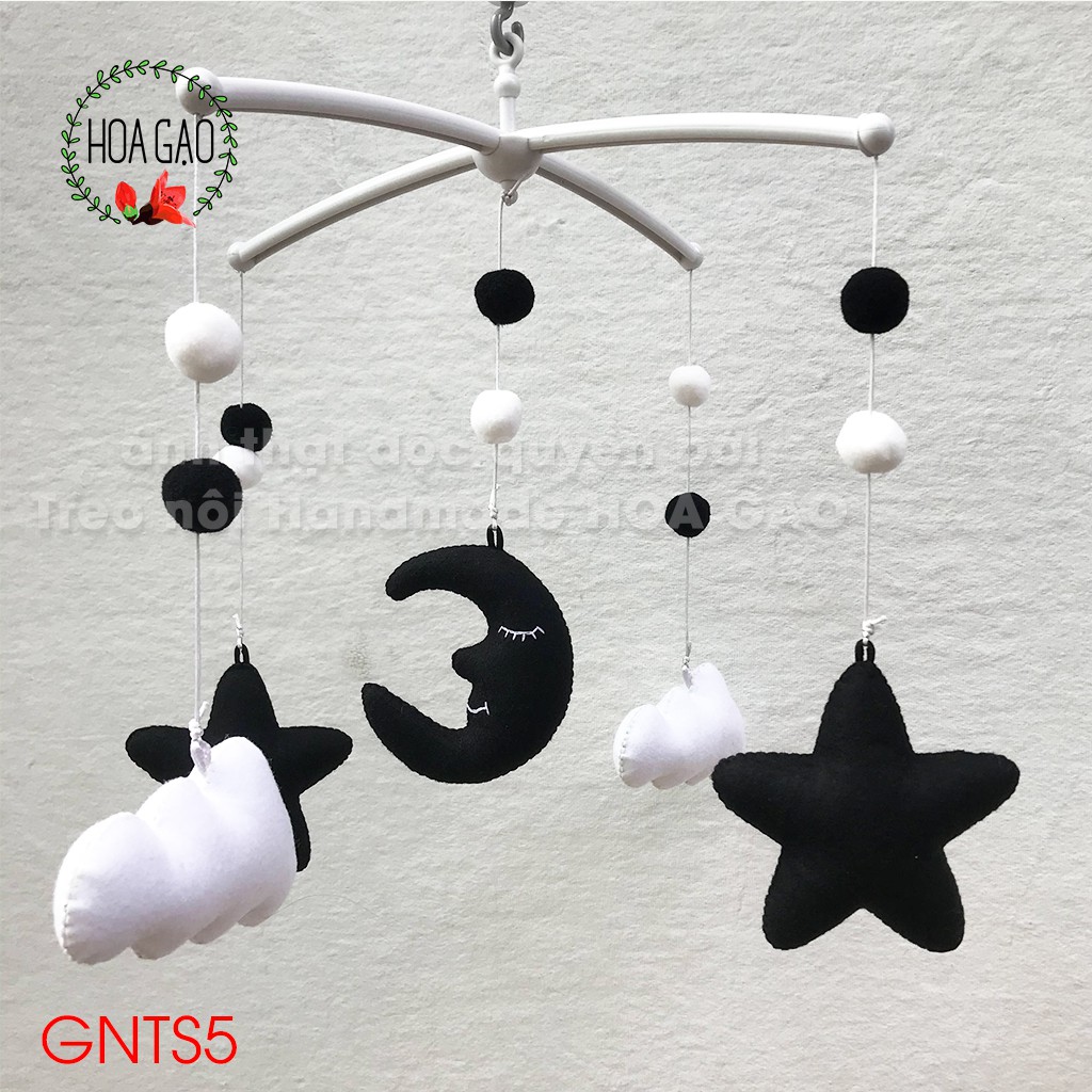 Đồ chơi sơ sinh, treo nôi kích thích thị giác HOA GẠO GNTS5 handmade cao cấp