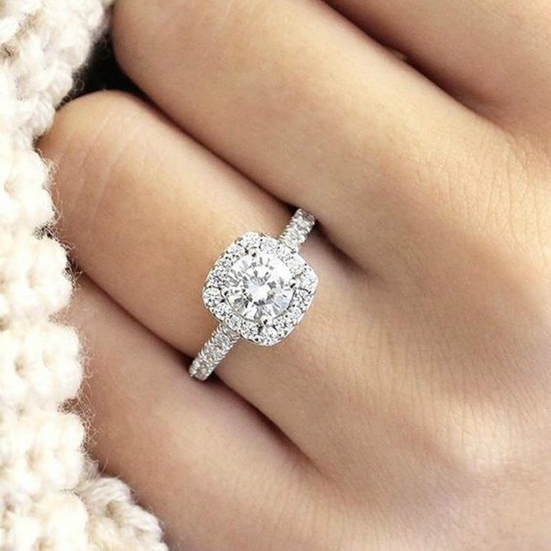 Women Exquisite Plated Diamond Engagement Ring