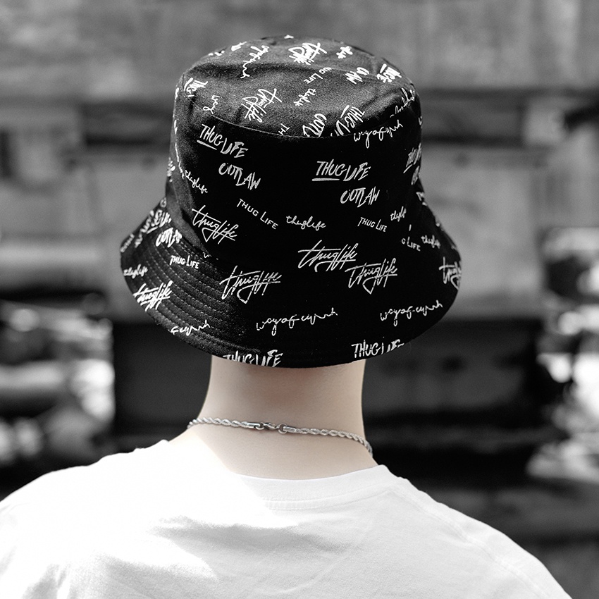 Mũ Tai Bèo Hai Mặt In Chữ Graffiti Phong Cách Hàn Quốc Dễ Phối Đồ Cho Nam Sinh