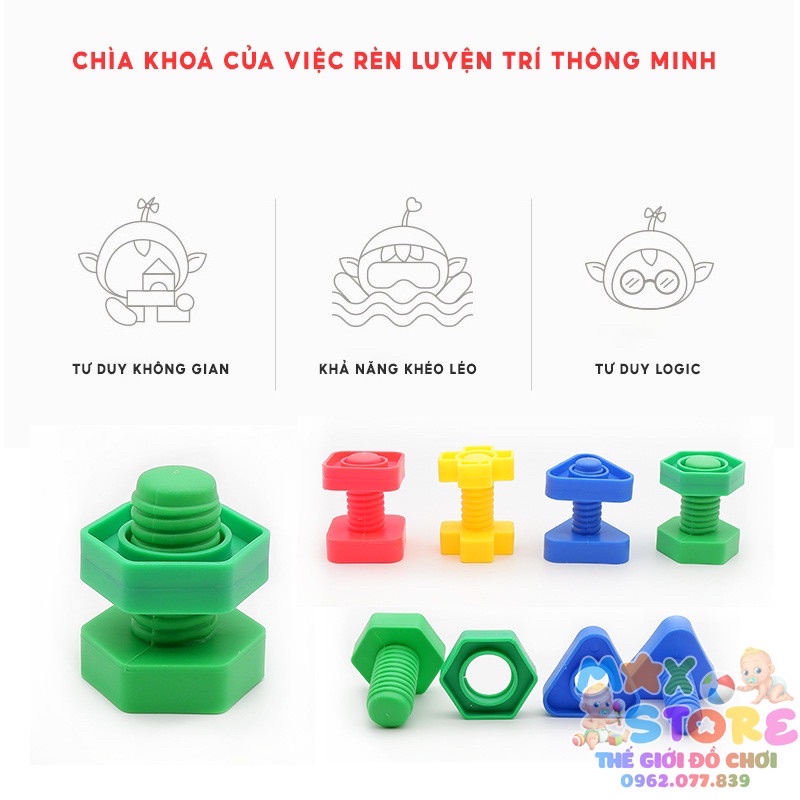 Túi Đồ Chơi lắp ráp Ốc Vít Nhựa TongCai Cho Bé Thực Hành Lắp Ráp
