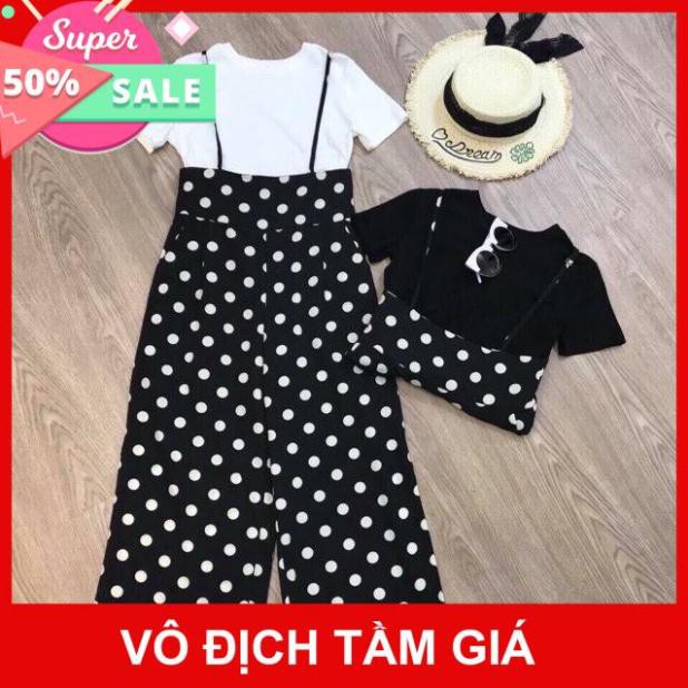 ⚡Flash Sale⚡ Sét Bộ Áo Phông Quần Chấm Bi Dáng Rộng S176