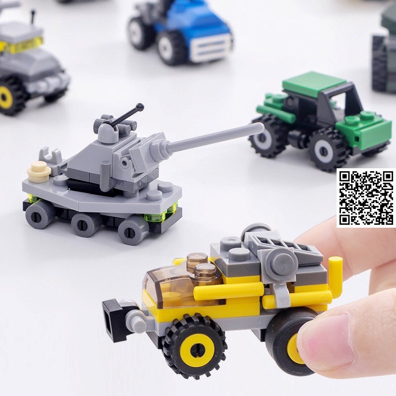 1284 Xe lego mini siêu xin nhiều mẫu xe hoả tiển xe tăng xe đi rừng xe tải siêu xe máy bay