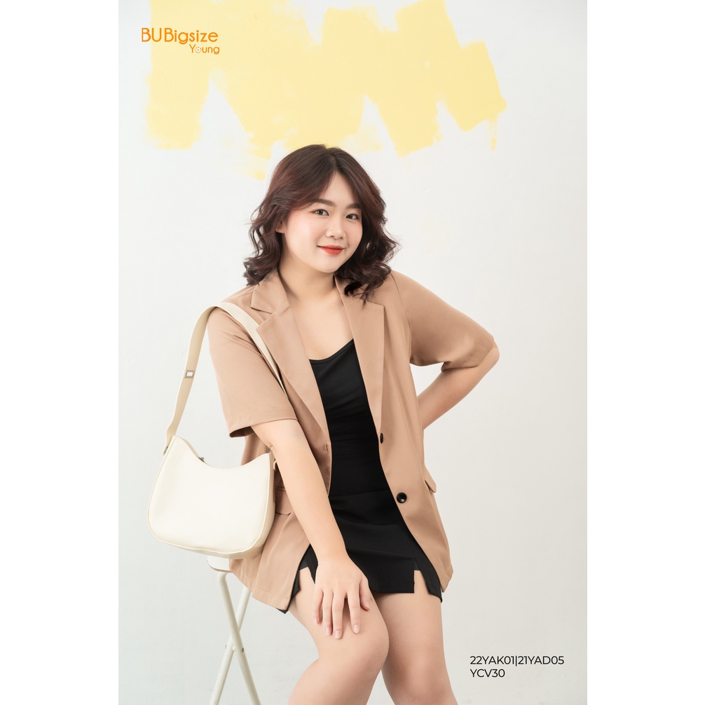 Áo blazer basic tay ngắn 1 hàng cúc BIGSIZE (55kg đến 95kg) - 22YAK01 - [BU Bigsize Young] | BigBuy360 - bigbuy360.vn