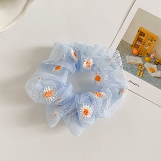 Dây cột tóc vải lụa chiffon màu xanh dương