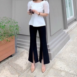 Quần ống loe xẻ lai lưng cao ulzzang