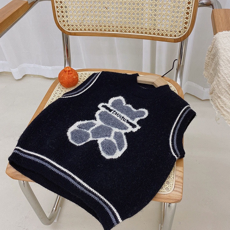 Áo Sweater Dệt Kim Không Tay Phong Cách Xuân Thu Mới Dễ Phối Đồ Cho Bé Trai