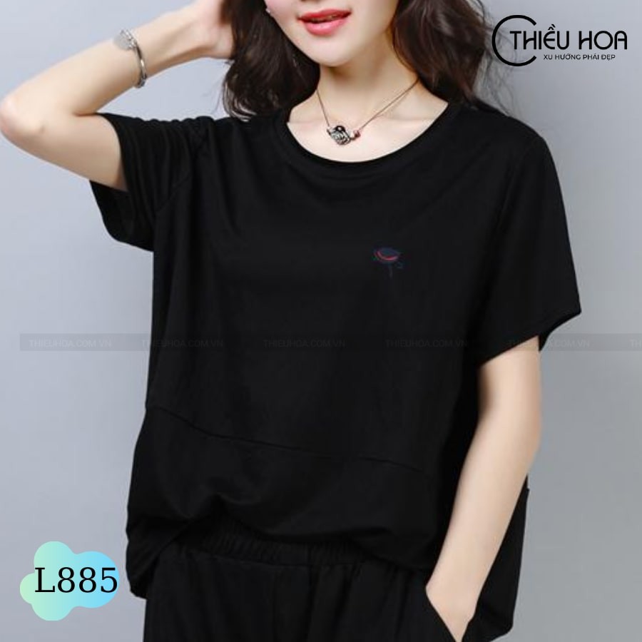 Áo Thun Đơn Giản Thêu Hoa Tinh Tế Thiều Hoa L885