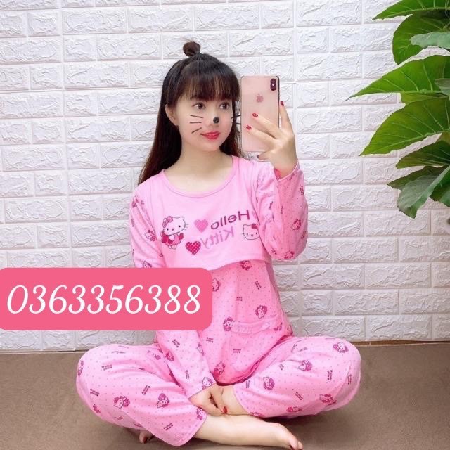 Bộ đồ bầu sau sinh dài tay chất cotton thoáng mát,nhiều màu sắc siêu sinh BD922