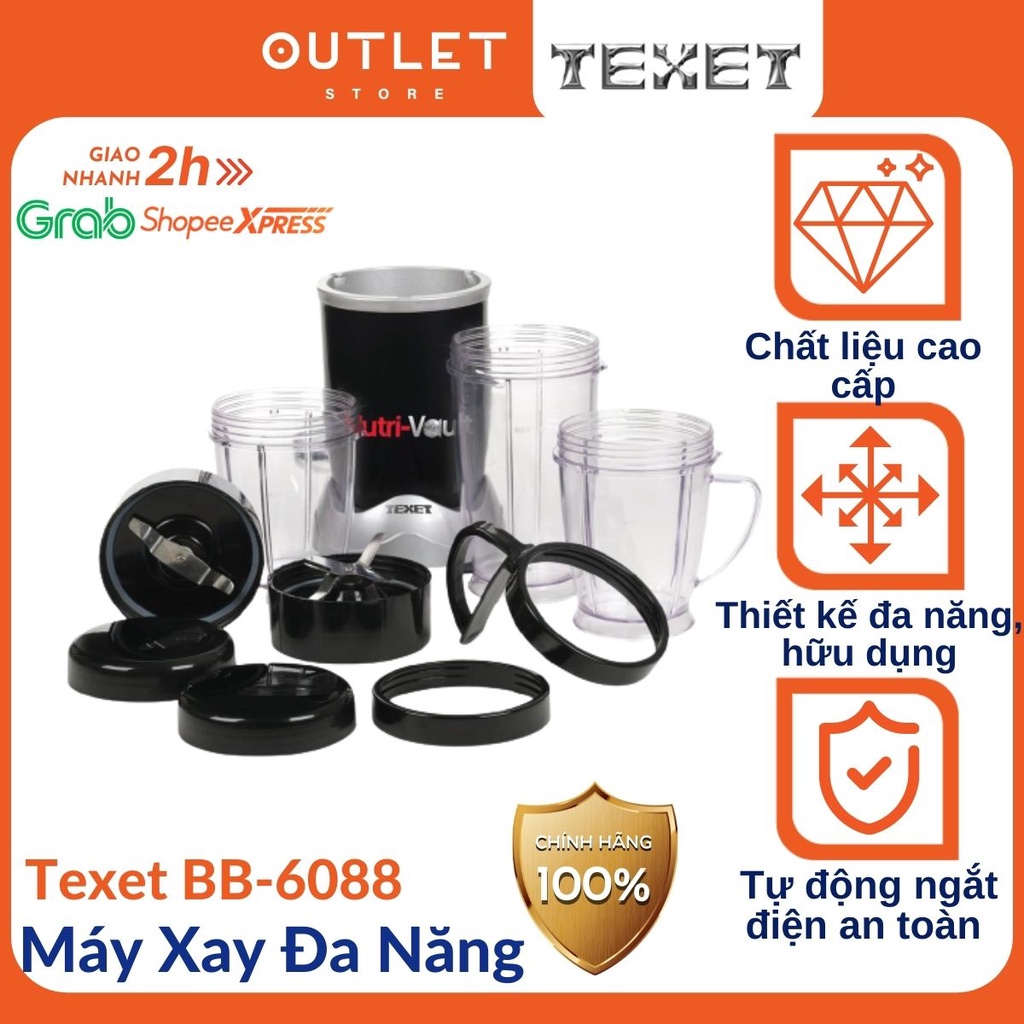 Máy Xay Đa Năng Texet BB-6088 Xay Thịt Cua Cá Làm Sinh Tố Đậu Nành - Chính Hãng Anh Quốc