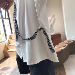 Áo Sơ Mi Ngắn Tay Giả Hai Lớp Họa Tiết Sọc Caro Thời Trang Xu Hướng Hàn Quốc Cho Nam