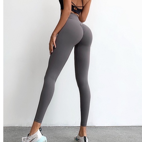 Quần Legging Trơn Dài Chun Mông Dệt Kim Nữ Tập Gym, Yoga, Aerobic, Thể Thao, Zumba Ôm Dáng, Co Giãn