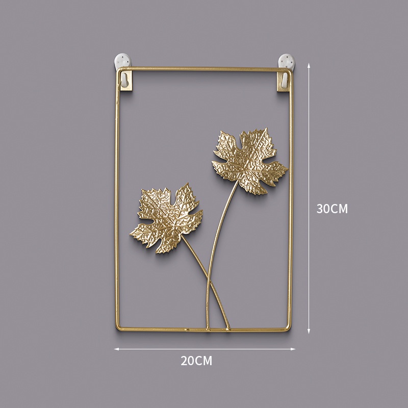 Khung tranh kim loại mạ vàng hình hoa lá treo tường trang trí phong cách bắc âu