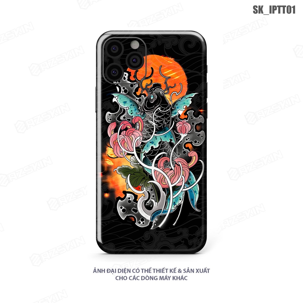 Miếng Dán Skin Cá Chép Dành Cho IPhone 7 - 14 Pro Max |SK_IPHTT01| Chất Liệu Nhập Khẩu, Khuôn Cắt CNC Dán Full Lưng Viền