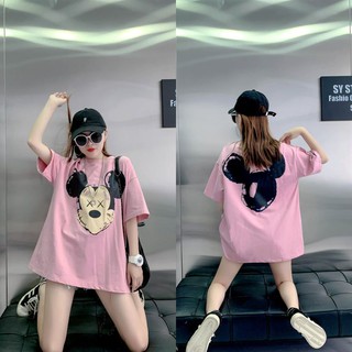 Áo Thun BigSize Nữ Ngắn Tay Không Cổ Chuột Micky