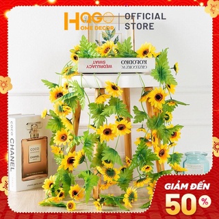 Dây hoa hướng dương dài 2.4m làm phông nền chụp ảnh, phụ kiện trang trí nhà cửa
