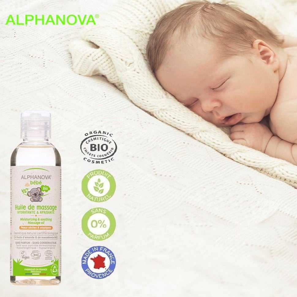 Dầu mát xa hữu cơ cho bé 100ml Alphanova Organic Baby Massage Oil