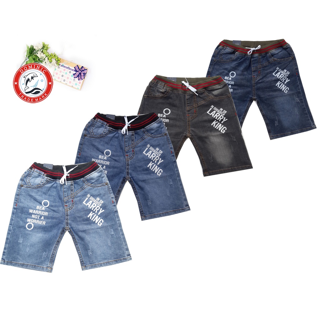 Quần short Jeans lưng thun bé trai, quần bò ngắn cotton cho bé NJBT161, từ 6-12 tuổi, 20kg-49kg