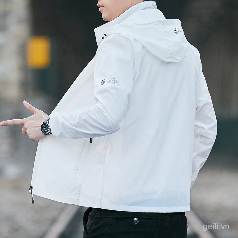 [Hàng mới về] Áo khoác thể thao siêu mỏng thoáng khí chống nắng chống tia uv có mũ trùm trong suốt dành cho nam và nữ