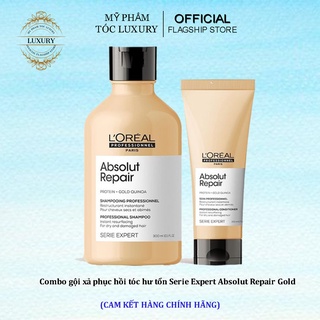 Combo gội xả Loreal Professionnel phục hồi tóc hư tổn Serie Expert Absolut Repair Gold 300ml-200ml