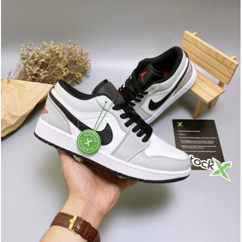 Giày Thể Thao Nam Nữ Jordan JD1  Xám Cổ Thấp Gót Thêu Chỉ Đỏ  Full Box | BigBuy360 - bigbuy360.vn