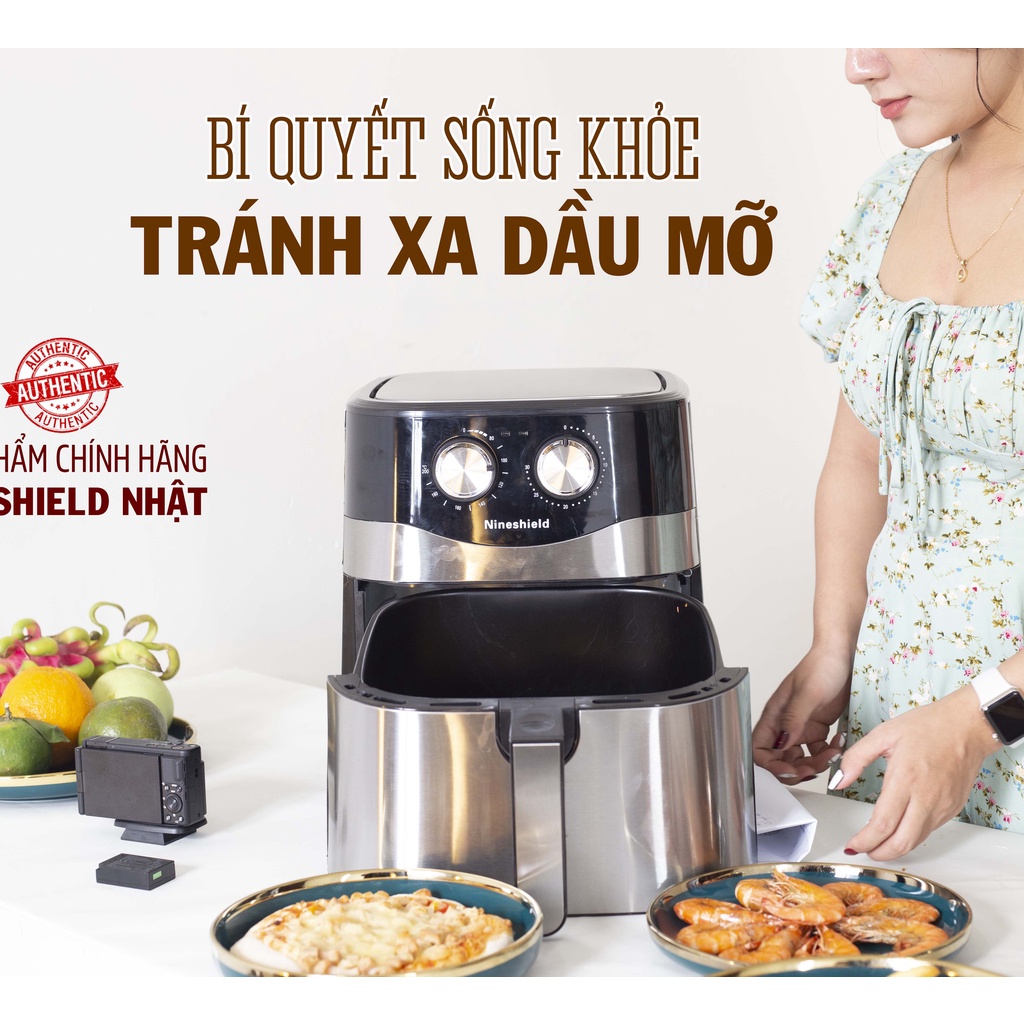 Nồi Chiên Không Dầu Nine Shield Dung Tích 10,5L - Nồi Chiên Đa Năng Nhập Khẩu Nhật - Công Suất 1500W - Bảo Hành 24 Tháng