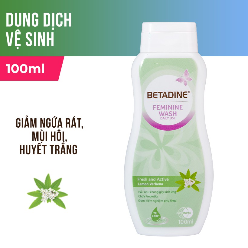 Dung dịch vệ sinh phụ nữ Betadine Fresh-Active Lemon - chai 100ml