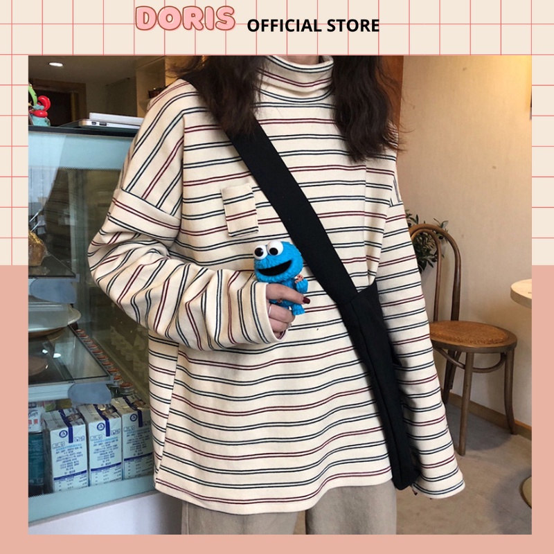 [Sweater Ullzang  ] Áo sweater kẻ sọc unisex dài tay cổ lọ giữ nhiệt nam nữ mặc đẹp style ullzang hot tiktok | BigBuy360 - bigbuy360.vn