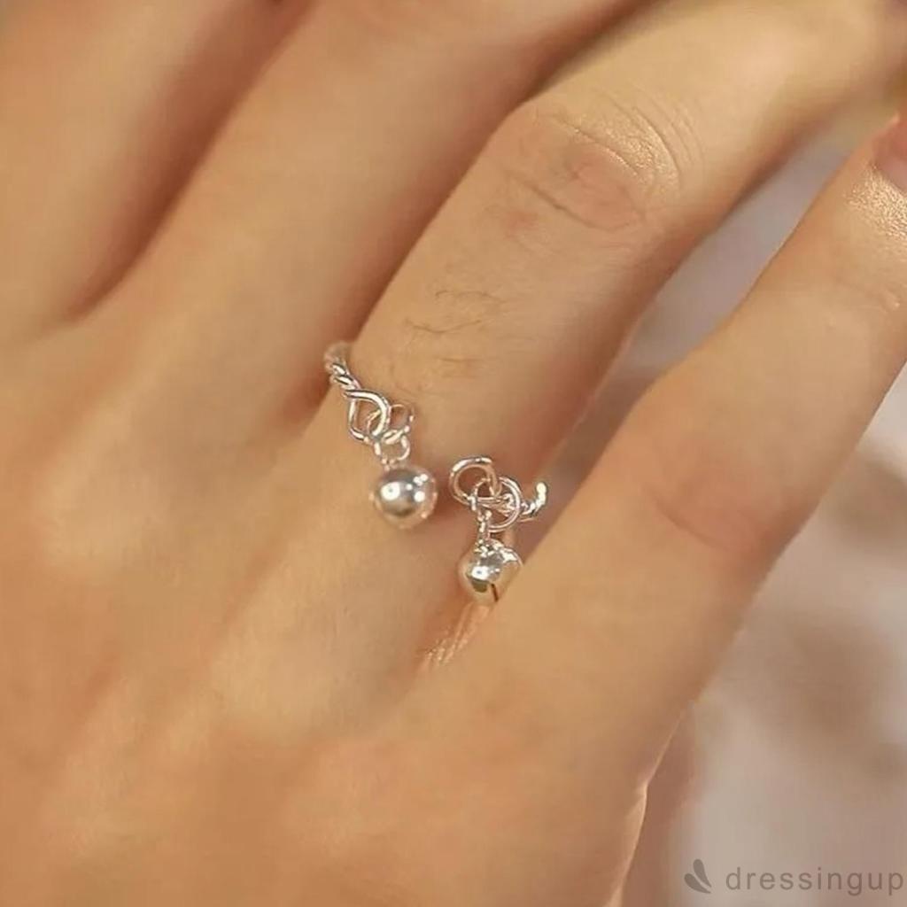Nhẫn hợp kim mặt chuông đôi màu sắc thanh lịch cho nữ