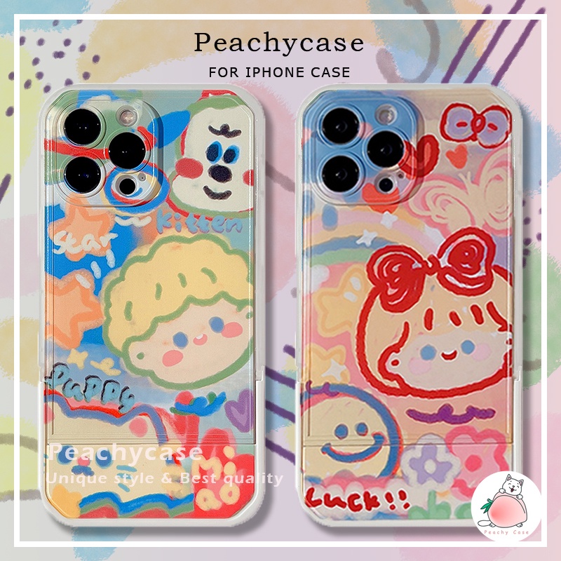 Ốp Điện Thoại TPU Mềm Chống Sốc Mặt Nhám In Hình Vẽ Graffiti Nhiều Màu Sắc Có Giá Đỡ Cho iPhone 13 12 Pro Max 11 Xr Xs Max X 7 8 Plus