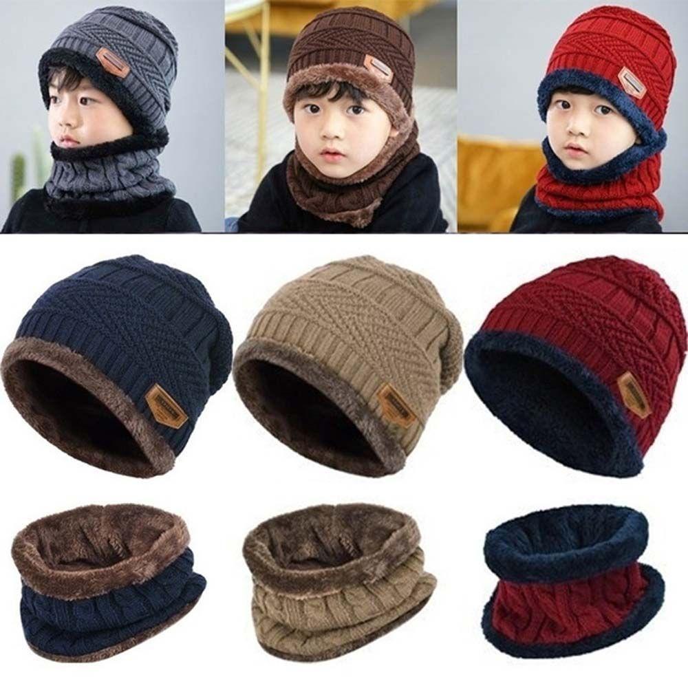 Set Mũ Len Kèm Khăn Choàng Cổ Dày Dặn Thoải Mái Cho Bé