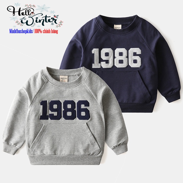 Bé trai và bé gái Áo nỉ Wapypy dài tay 1986 cho bé 10-35kg