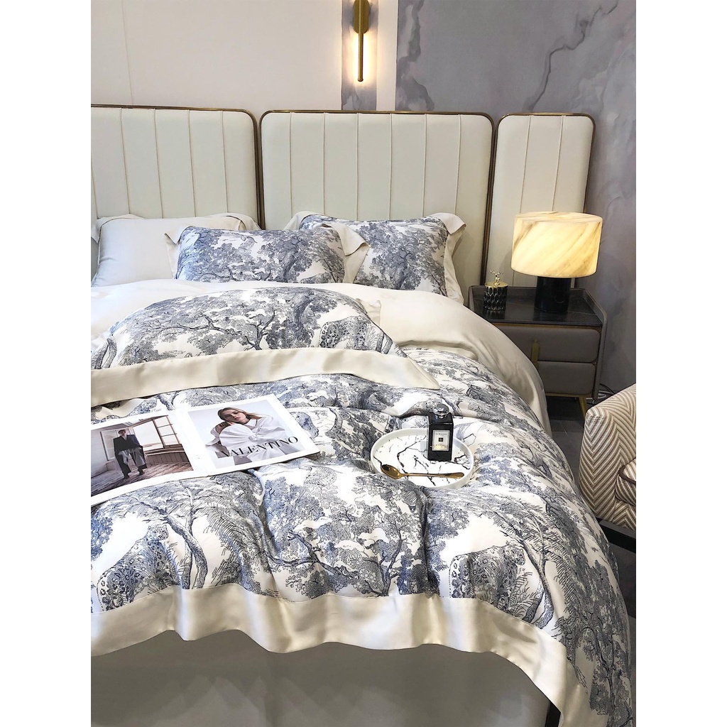 Bộ chăn ga gối cao cấp 100%Tencel 120s CHRISTIAN DIOR, phong cách sang trọng Italia, siêu mềm mát, mịn