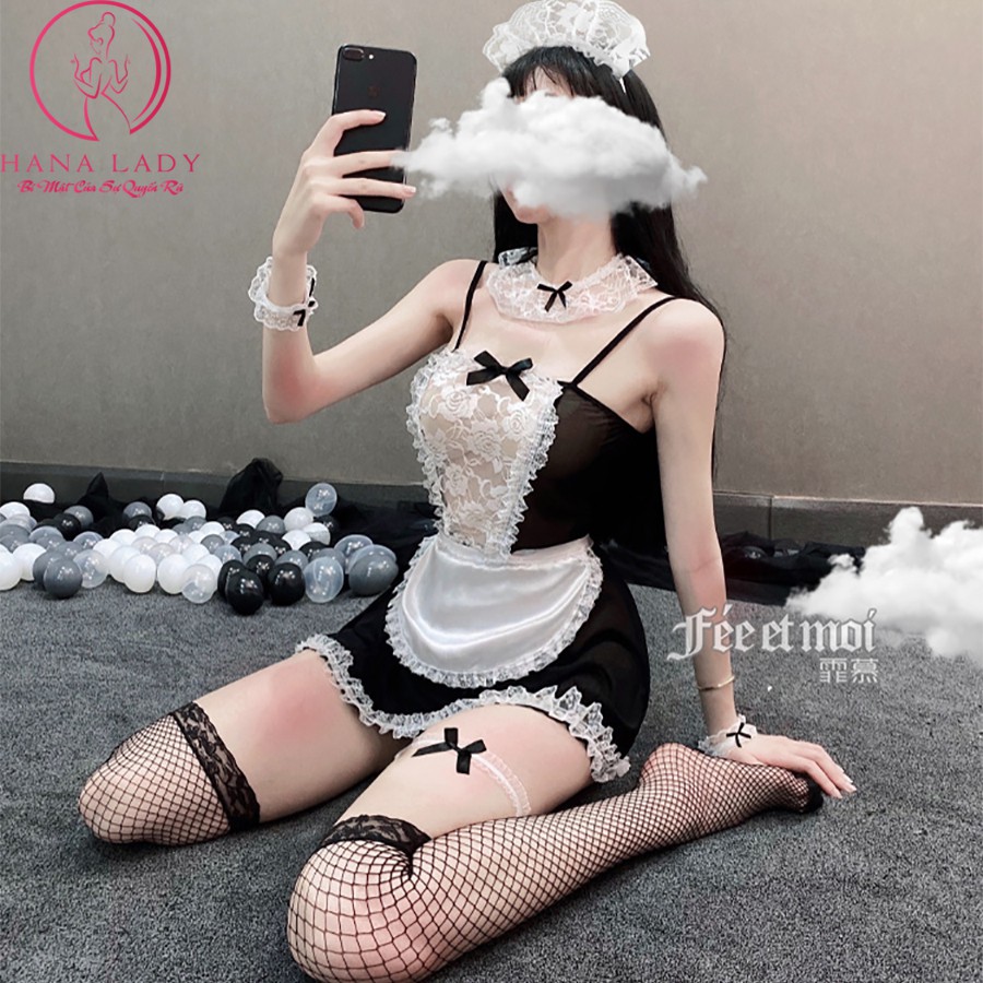 Đồ ngủ cosplay hầu gái, váy ngủ gợi cảm xuyên thấu CP158