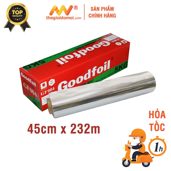 Giấy bạc nướng Goodfoil GF004-5kg kích thước 45cm x 232m dày chất lượng cuộn lớn dành cho nhà hàng, giấy bạc nướng