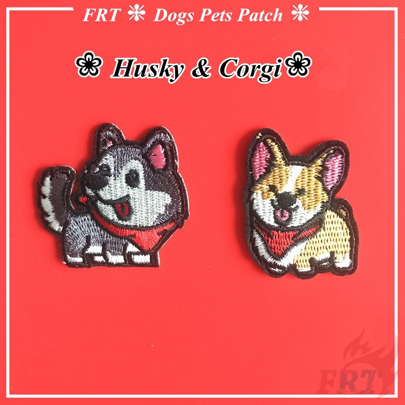 Set 1 / 2 Miếng Vá Quần Áo Hình Chó Husky &amp; Corgi Dễ Thương