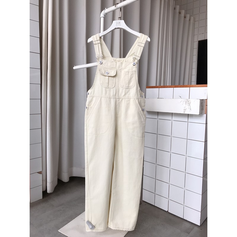 [Mã FADIRECT20 giảm 20K đơn 150K] Yếm quần dài jean 2 túi trắng kem - YQD114 | BigBuy360 - bigbuy360.vn