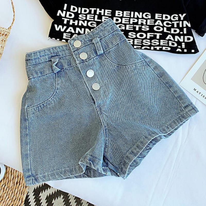 Set Áo Thun Tay Ngắn + Quần short denim Phong Cách Hàn Quốc Cho Bé Gái