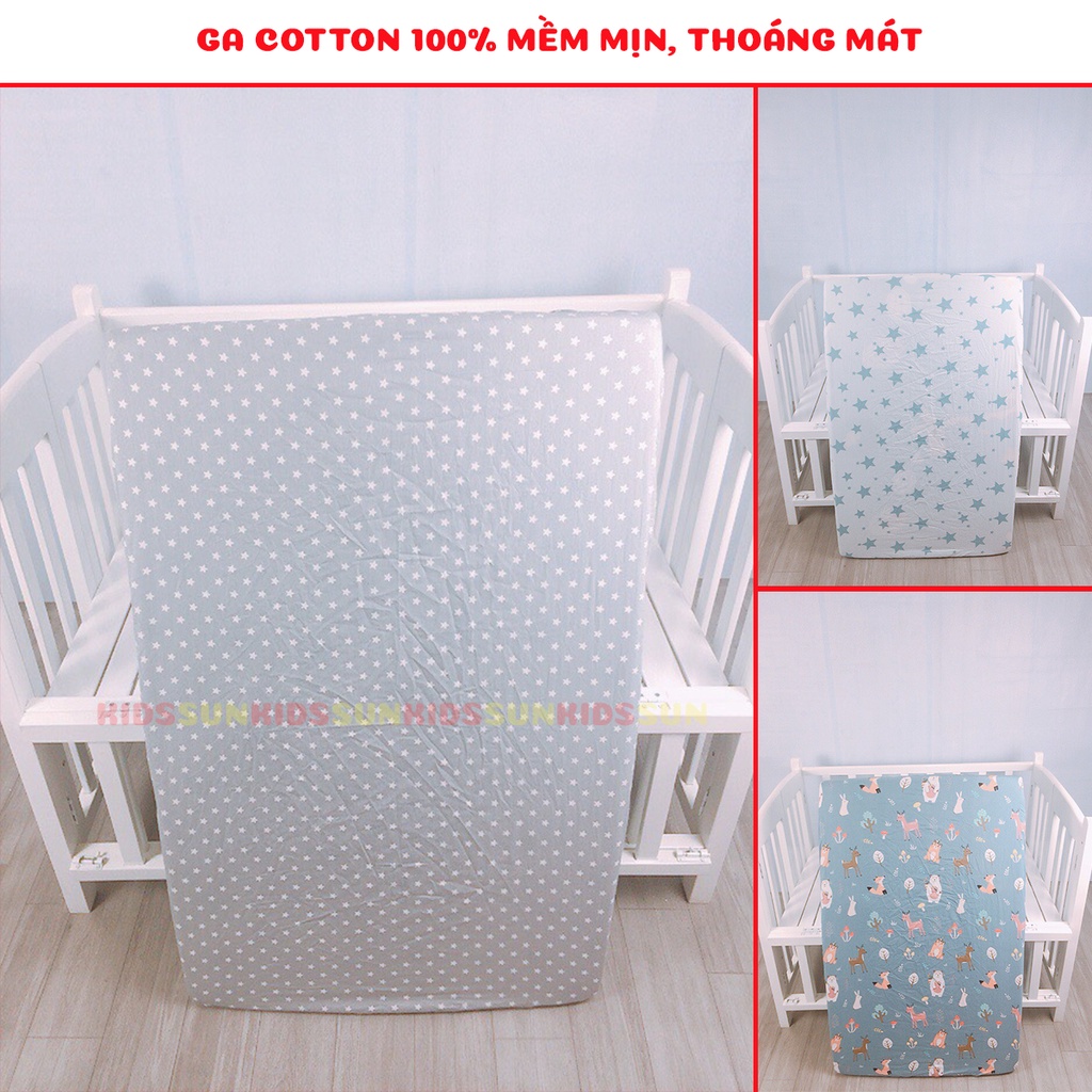 Ga Chun Cotton KIDSUSN Bọc Đệm Nôi Cũi Trẻ Em Mềm Mịn Không Nhăn Khồng Xù Nhiều Kích Thước Và Màu Sắc