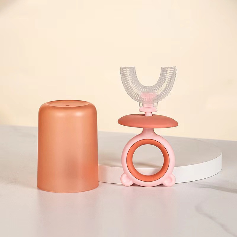 Bàn Chải Đánh Răng Silicone Xoay 360 Độ Hình Chữ U Chống Bụi Cho Bé