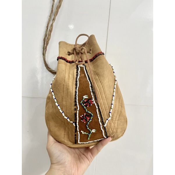 Túi bucket da lạc đà handmade size 20cm pass nhanh 100k