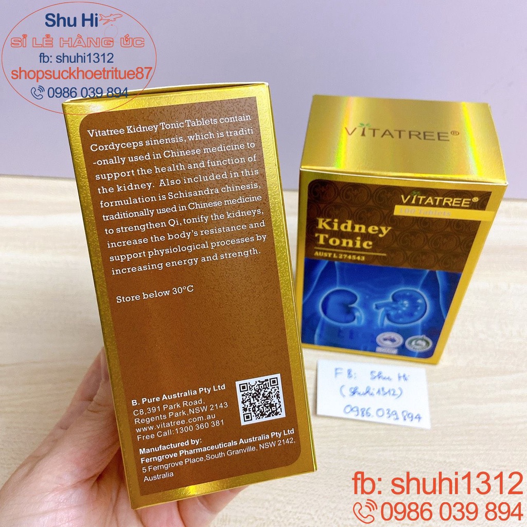 Viên bổ thận, giải độc thận nam, nữ 100 viên vitatree kidney tonic úc, bổ thận tráng dương, hạn chế tiểu đêm