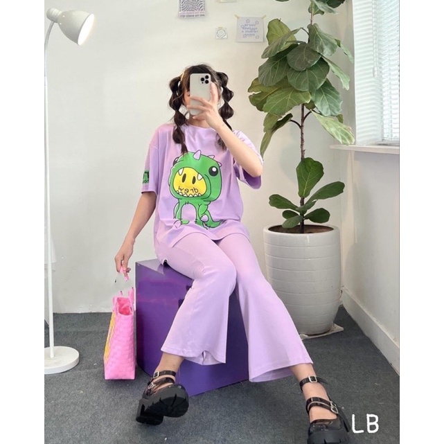 Bộ cotton tím khủng long