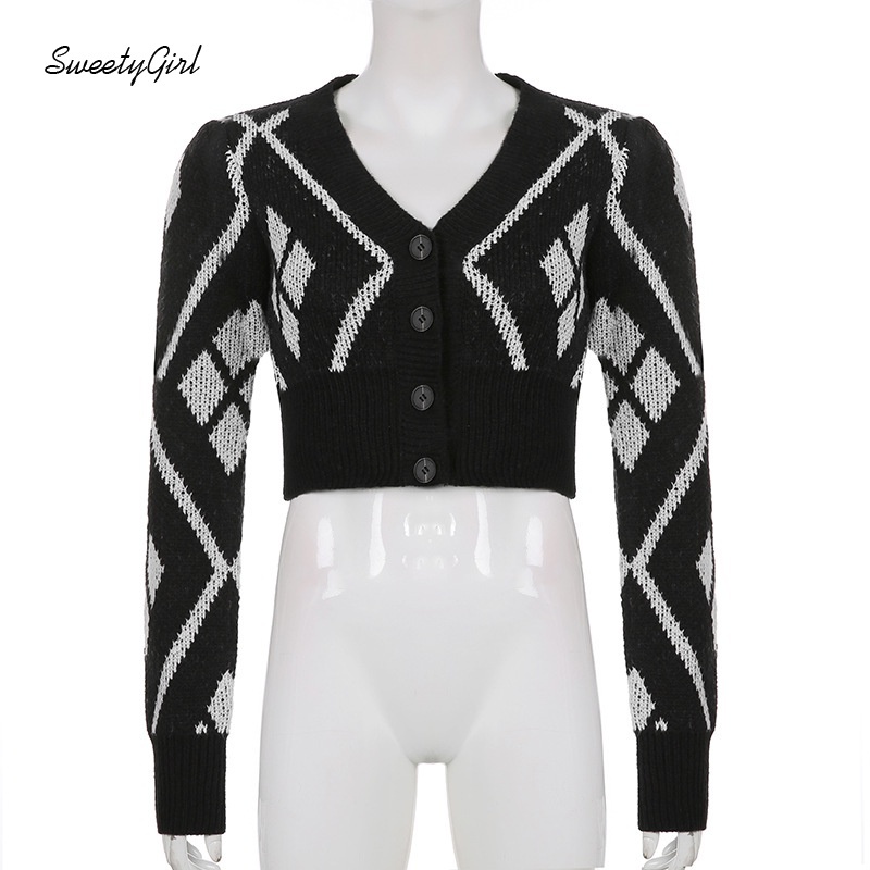 Áo croptop Dệt Kim Tay Dài Cổ Chữ V Màu Phản Quang Thời Trang Cho Nữ