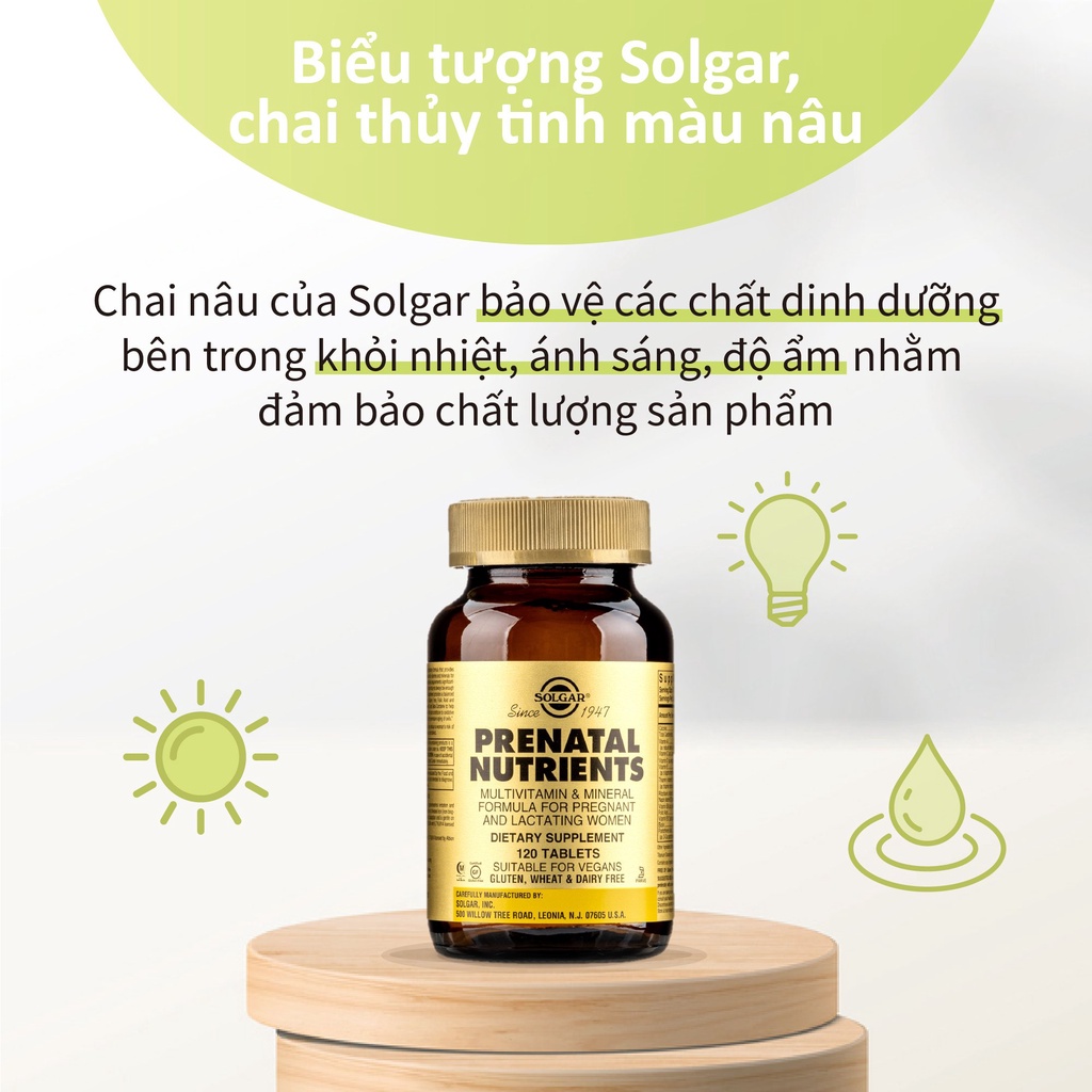 Viên Uống Solgar Prenatal Nutrients Vitamin Tổng Hợp - Bổ Sung Dinh Dưỡng Cho Phụ Nữ Mang Thai Và Sau Sinh [Lọ 120 Viên]