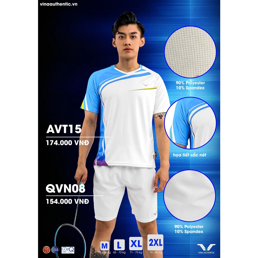 SET THỂ THAO NAM NỮ CẦU LÔNG, BÓNG CHUYỀN, CHẠY BỘ, AVT15 - HÀNG CHÍNH HÃNG VINA-- MẪU MỚI NHẤT 2022