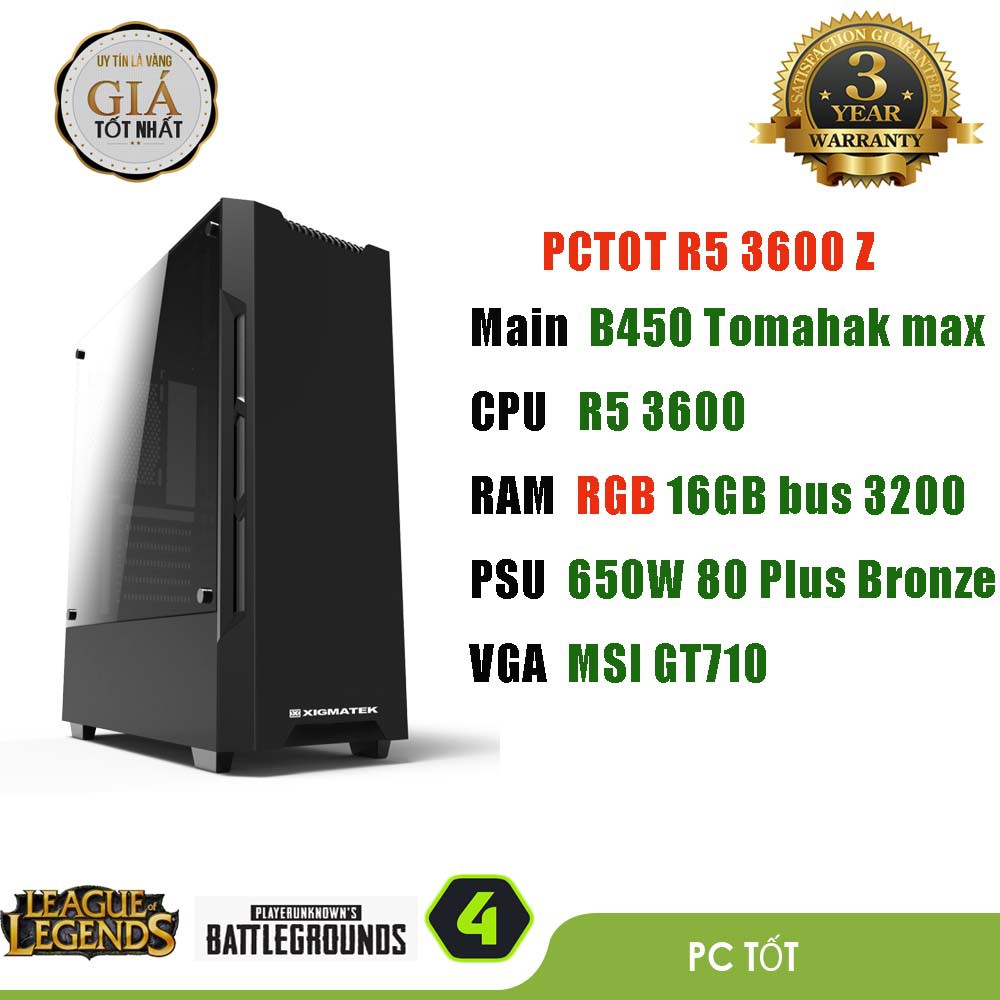 Bộ máy tính AMD R5 3600 RAM 16GB bus 3200 - Dành cho coder